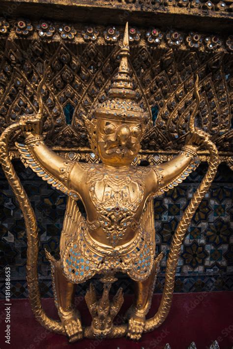 The Statue Garuda Fairy Tale Animal Of Thai Buddhist In The Temple