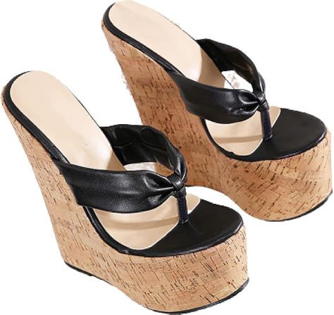 richealnana women s high platform wood wedges heels flip flops slip on open round