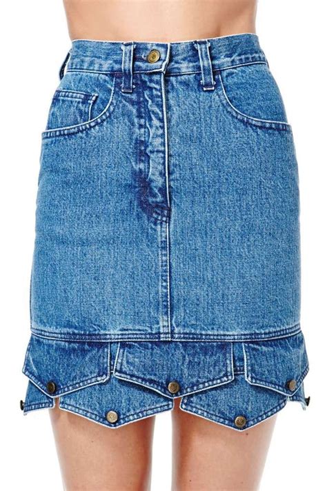 Moschino Pocket Change Skirt Repurposed Denim Recycled Jeans Denim