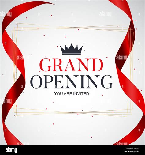 Grand Opening Card With Ribbon Background Vector Illustration Stock