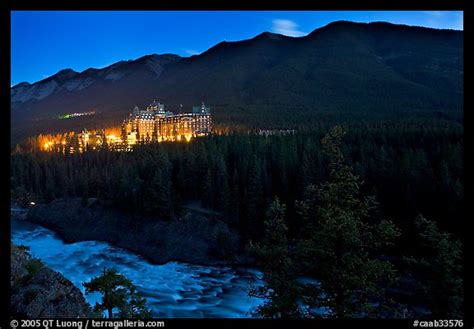 Picturephoto Banff Springs Hotel Bow River And Falls At Night Banff