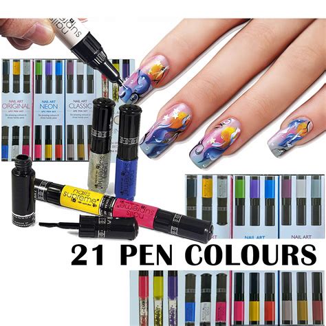 Nail Art Pens Set Varnish Polish Decorate Design Nails Supreme Etsy Uk
