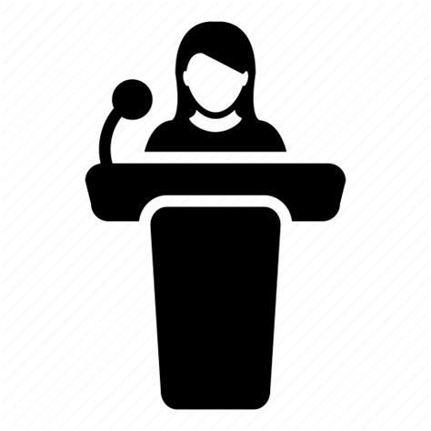 Person Podium Presentation Public Speaker Speaking Woman Icon