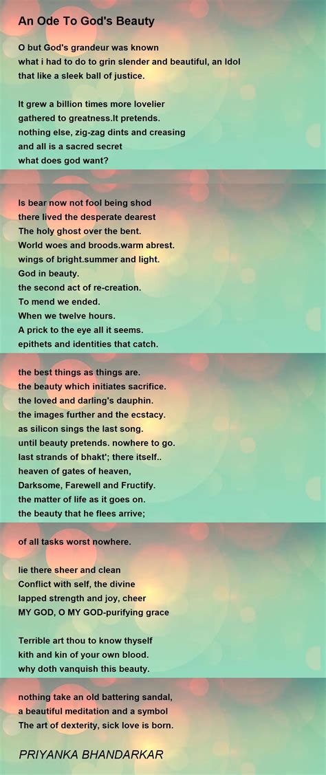 An Ode To Gods Beauty By Priyanka Bhandarkar An Ode To Gods Beauty Poem