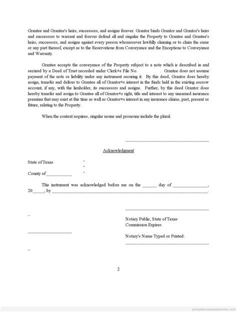 Free General Warranty Deed Form Printable Real Estate Forms