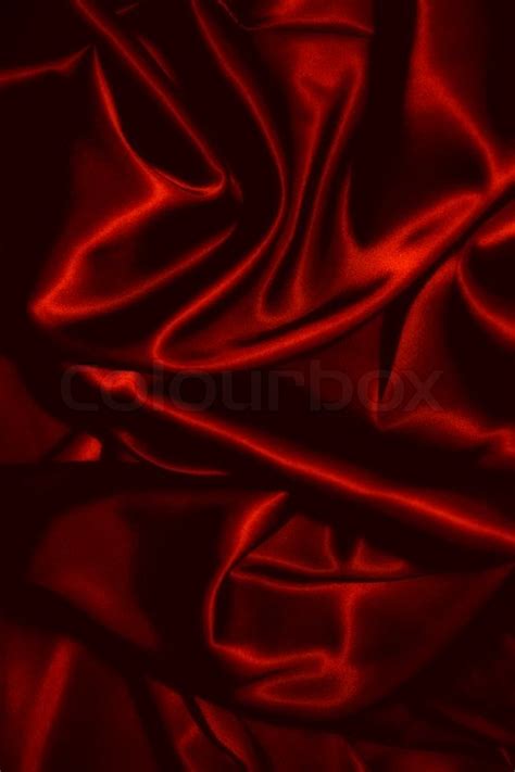 Texture Of A Black Silkcloth Red Satin Silk Close Up Stock Photo