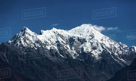 Snow Covered Mountain Peaks In Langtang National Park Himalayas