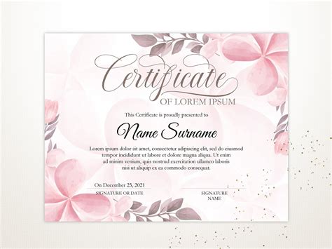 Editable Custom Printable T Certificate Template Floral Etsy My