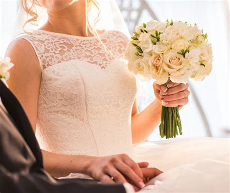 Wedding Couple Holding Hands Stock Image Image Of Hair Marriage