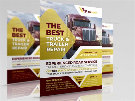 truck  trailer repair services flyer template  owpictures graphicriver