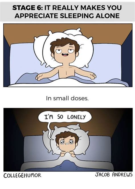 The 6 Stages Of Sharing A Bed With Your Significant Other Relationship Cartoons Stages Of