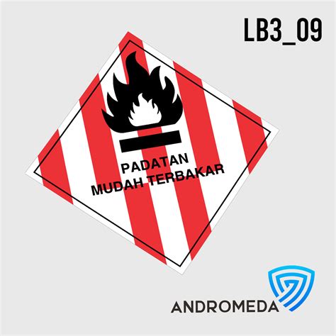 Safety Stiker Poster Label Limbah B3 Hazmat Padatan Mudah Terbakar