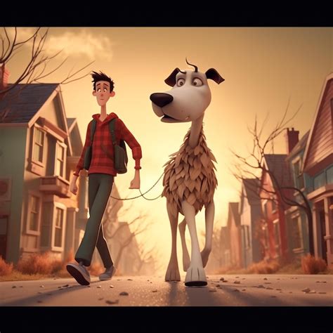 Premium Ai Image Walking The Dog Animation