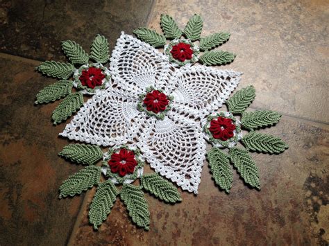 Gorgeous Holiday Christmas Handmade Crochet Lace Table Decor Doily In