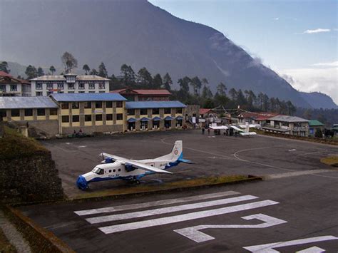 Lukla Airport The Surrounding Terrain Thin Air Highly Ch Flickr