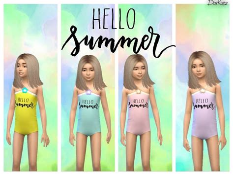 Hello Summer Swimsuit Summer Swim Suits Sims 4 Clothing Hello Summer