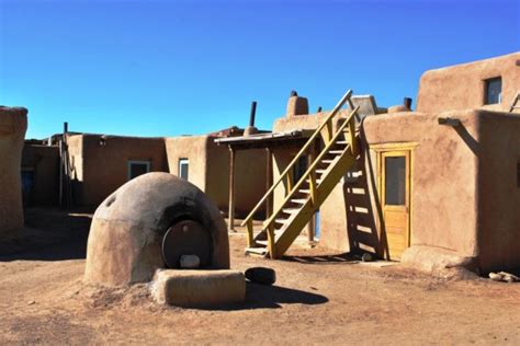 The Native American Settlement Of Taos Pueblo A Multi Story Adobe