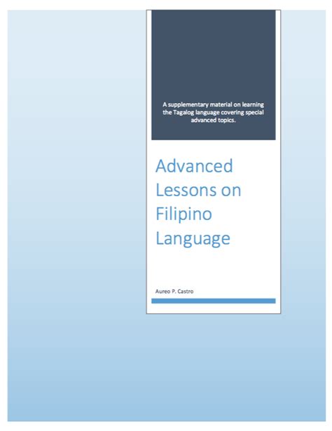 Filipino Tagalog Ebooks Advanced Lessons On Filipino Language Ebook
