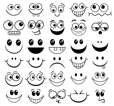 Basic Happy Cartoon Funny Faces 7969498 Vector Art At Vecteezy