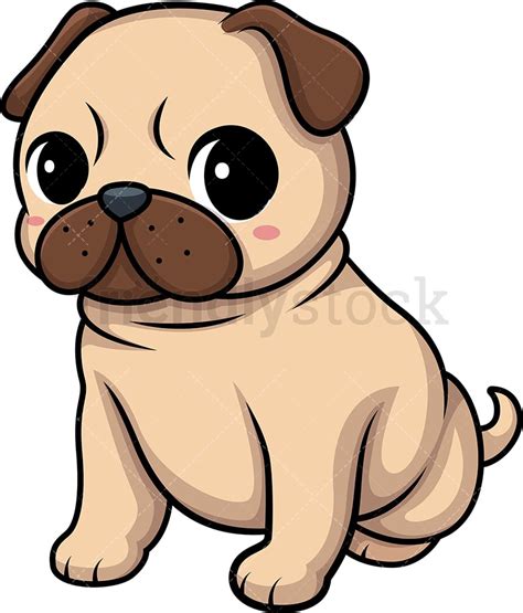 Kawaii Pug Dog Clipart Cartoon Vector Friendlystock