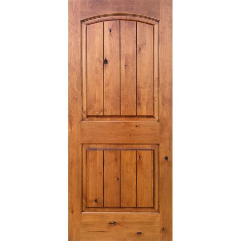 Krosswood Doors 28 In X 80 In Knotty Alder 2 Panel Top Rail Arch V