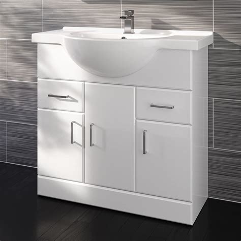 850mm White Gloss Basin Vanity Cabinet Bathroom Storage Furniture Sink