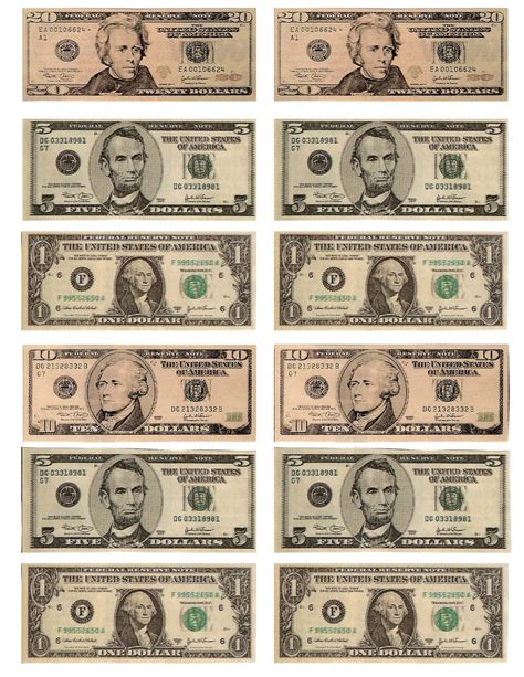 Printable Play Money Money Template Teaching Money