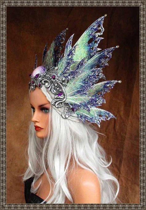 Iridescent Whitepurplesilver Fairy Queen Crownfree Etsy Fairy