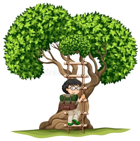 Boy Climbing Tree Stock Illustrations 550 Boy Climbing Tree Stock