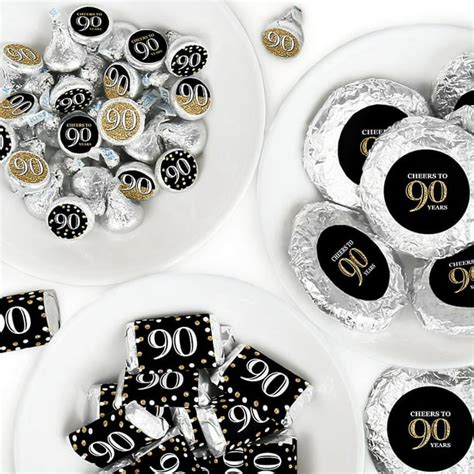 Adult 90th Birthday Gold Mini Candy Bar Wrappers Round Candy