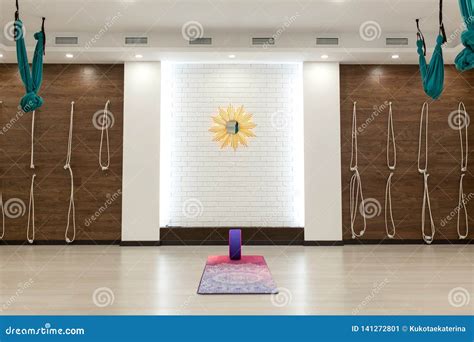 Empty Yoga And Fitness Gym Sport Playground Interior Stock Image