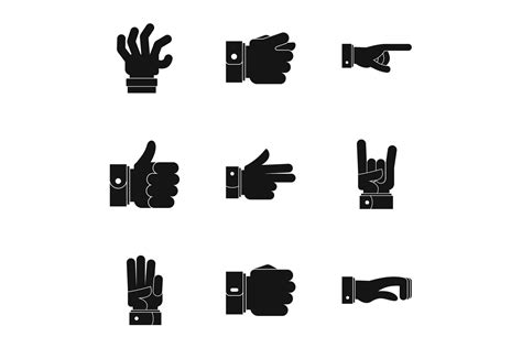 Gesture Icons Set Simple Style By Anatolir56 Thehungryjpeg