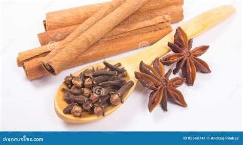 Warming Spices Cinnamon Star Anise Cloves Stock Image Image Of