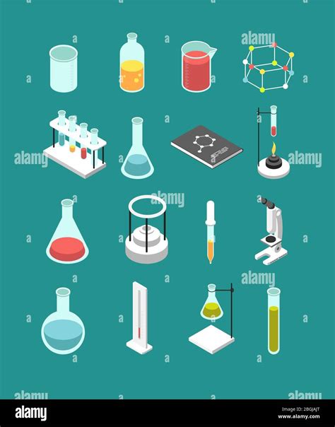 Isometric 3d Chemical Laboratory Equipment Chemistry Attributes Vector