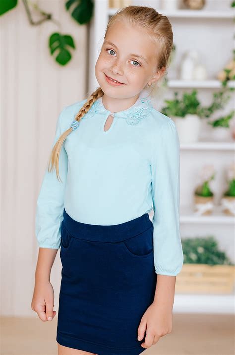 Блузка для девочки Batik 6568001 голубой купить оптом в HappyWear.ru
