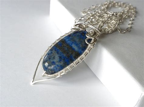 Blue Lapis And Sterling Silver Pendant Necklace Oval Blue Natural