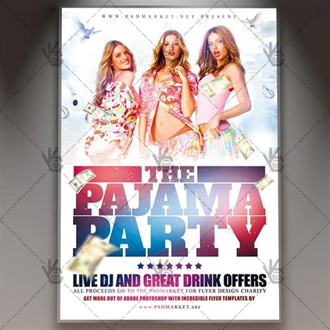 Pajama Party Flyer Club Flyer Psd Template Pajama Party Party Flyer Sleepover Invitations