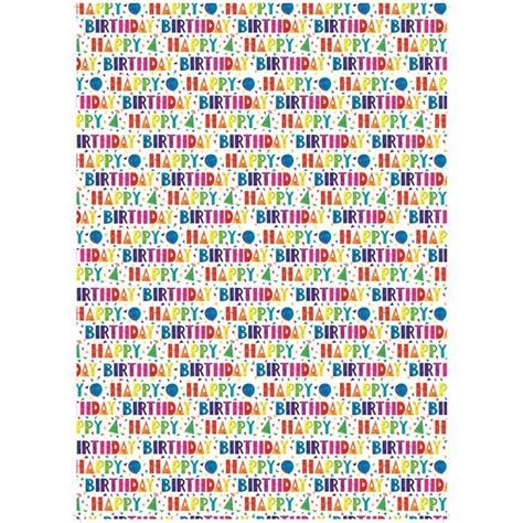 Multicoloured Happy Birthday Wrapping Paper 1 Sheet And Matching T Tag