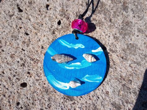 Wooden Pendant Hand Painted With Acrylic Paints Etsy
