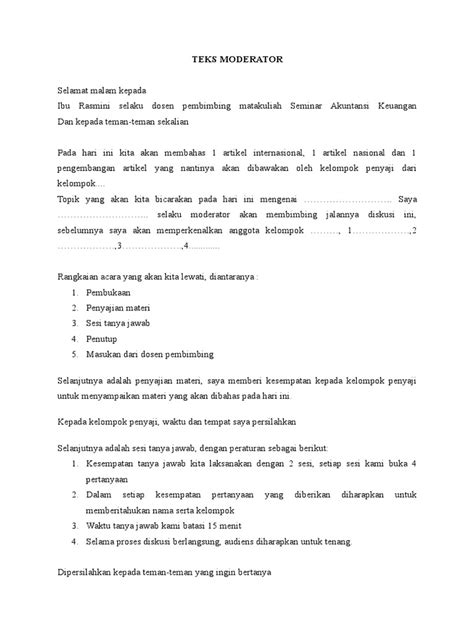 Contoh Teks Moderator Seminar Online – bonus