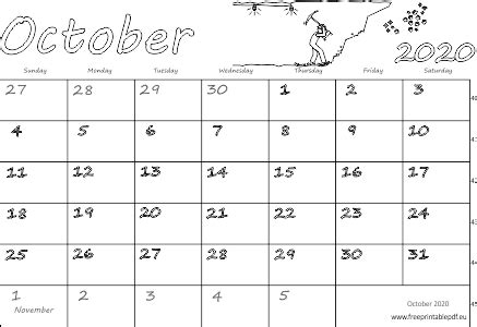 Below are printable calendars you're welcome to download and print thru year 2025. October 2020 USA Calendar | Free Printable PDF