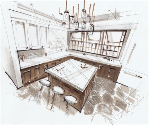 Sketch Of A Kitchen Room In 3 Point Perspective 4 Video