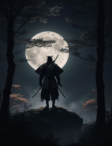 Premium Ai Image A Lone Samurai Stands In The Shadows Of A Dark