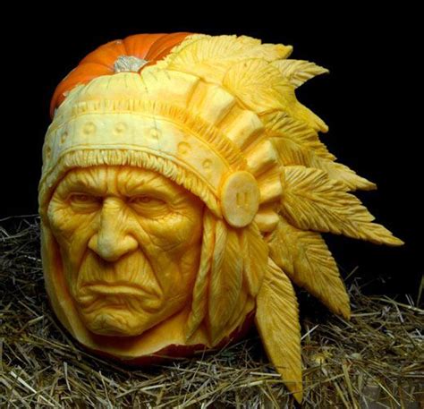 Pumpkin Carving Native American Chief With Headress 3d Pumpkin Carving