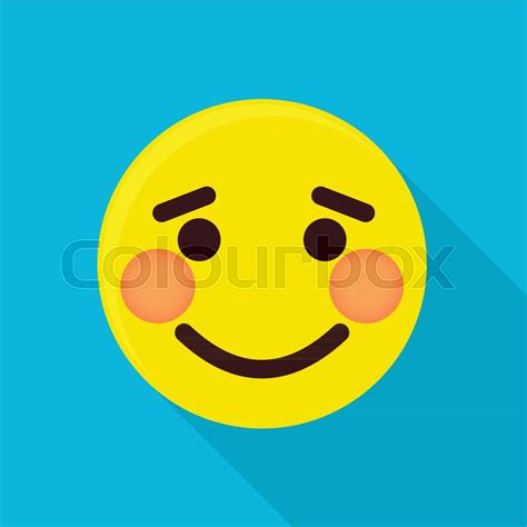 Shy Emoticon Icon Flat Illustration Stock Vector Colourbox