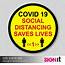 Social Distance Floor Stickers 1 Metre 1M Distancing Saves Lives 