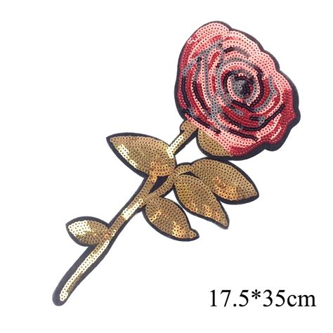 Embroidered Iron On Patches For Clothing Flower Rose Sequin Appliques