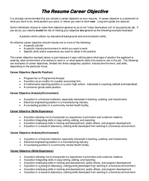 Free 8 Sample Good Resume Objective Templates In Pdf Ms Word