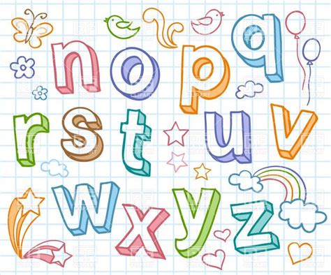 Colorful Sketchy Font Shaded Letters On Checkered Paper Hand