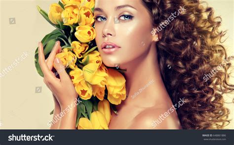 Beautiful Model Girl Long Curly Brown Stock Photo 648861886 Shutterstock
